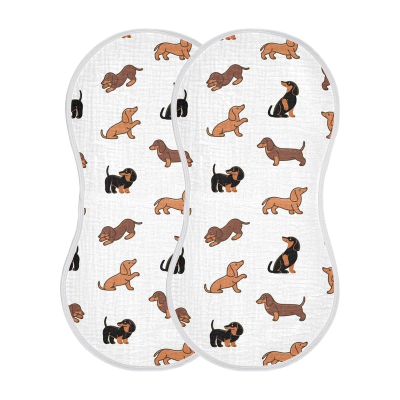 WellDay Muslin Baby Burp Cloths Set of 1, Soft Absorbent Cute Dogs Dachshunds Muslin Washcloths, Bibs, Face Towel for Newborn Boys Girls, 22 x 11 Inch - Image 1
